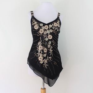 R&M Richards asymmetrical Black top sequined 12P